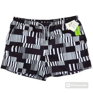 NEW Nordstrom Open Edit Black Static Bar Drawstring Waistline Board Shorts XL